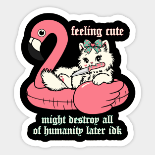 feeling cute kitty cat in flamingo floatie Sticker